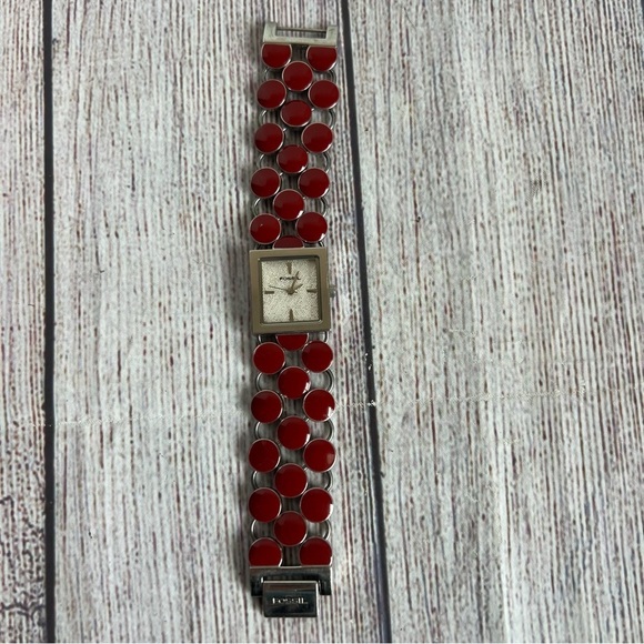 Fossil Wristwatch Red/Silver Toned Watch - Picture 1 of 7
